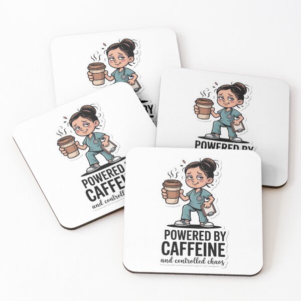 Item preview, Nurse Sticker | Powered by Caffeine and Controlled Chaos Funny Nurse Gift Die Cut design designed and sold by CrystalCove11.