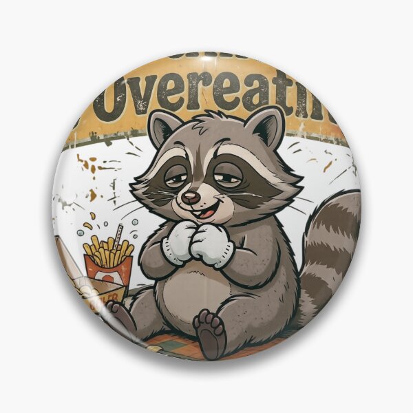 Item preview,  Funny Retro Raccoon Overthinking and Overeating Vintage designed and sold by  Bold Border Studio..