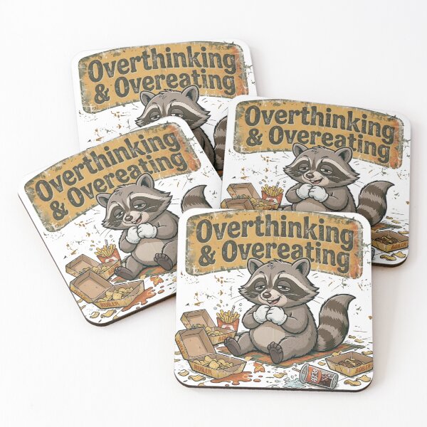 Item preview,  Funny Retro Raccoon Overthinking and Overeating Vintage designed and sold by  Bold Border Studio..
