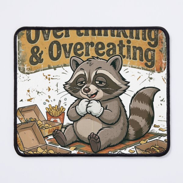 Item preview,  Funny Retro Raccoon Overthinking and Overeating Vintage designed and sold by  Bold Border Studio..