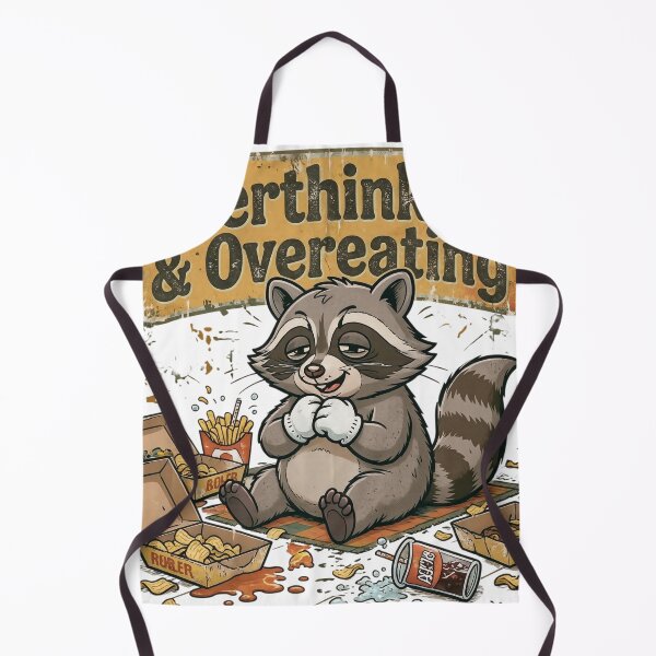 Item preview, Funny Retro Raccoon Overthinking and Overeating Vintage designed and sold by Bold Border Studio..