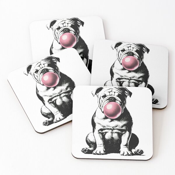 Item preview, Bulldog Blowing Pink Bubble Gum Tattoo Style designed and sold by SoyLamderma.