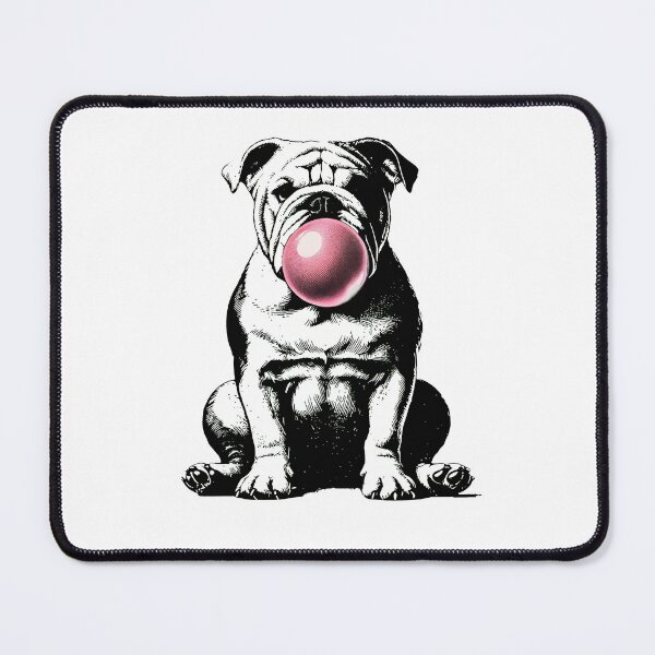Item preview, Bulldog Blowing Pink Bubble Gum Tattoo Style designed and sold by SoyLamderma.