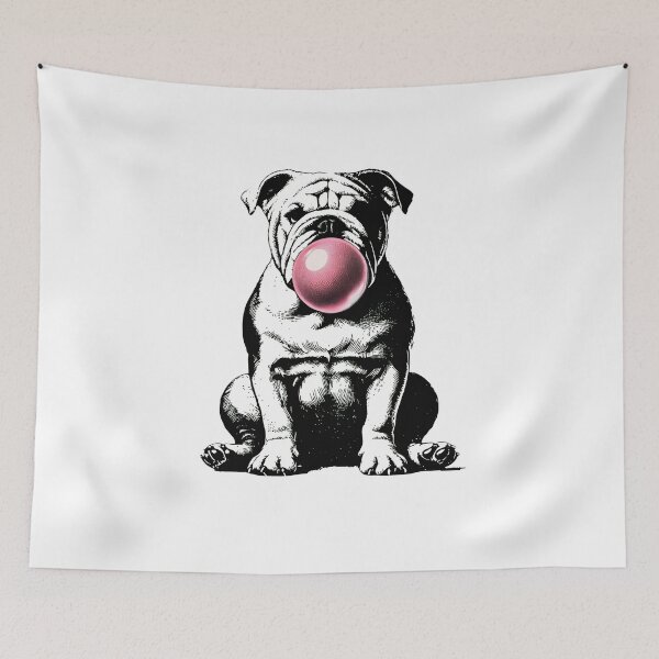Item preview, Bulldog Blowing Pink Bubble Gum Tattoo Style designed and sold by SoyLamderma.