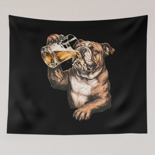 Item preview, Bulldog Drinking Beer Mug Funny Graphic Tee designed and sold by SoyLamderma.