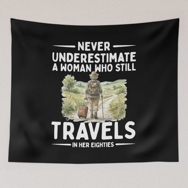 Item preview, Never Underestimate A Woman Who Still Travels In Her Eighties designed and sold by LounisArt.