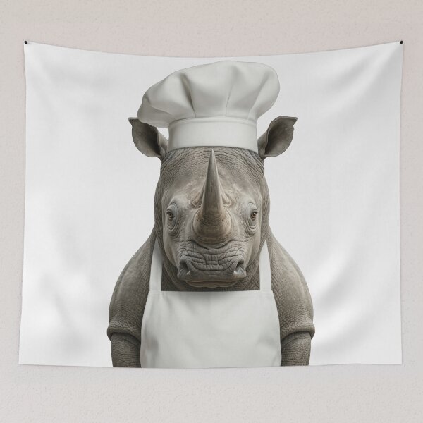 Item preview, Funny Rhinoceros Chef Realistic Animal Cooking Humor Art designed and sold by LazyOwlStore.