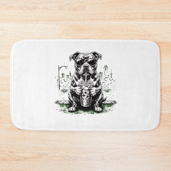 Item preview, Cool Pitbull Dog Sipping Drink City Night Art designed and sold by SoyLamderma.