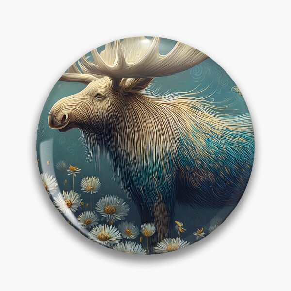 Item preview, Majestic Moose Amidst Blooming Daisies and Butterflies designed and sold by Artessie.