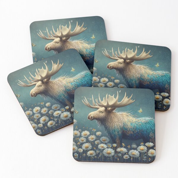 Item preview, Majestic Moose Amidst Blooming Daisies and Butterflies designed and sold by Artessie.
