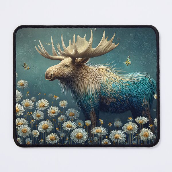 Item preview, Majestic Moose Amidst Blooming Daisies and Butterflies designed and sold by Artessie.