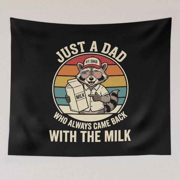 Item preview, Just A Dad Who Always Came Back With The Milk Raccoon Father Funny Father's Day designed and sold by SofenArt.