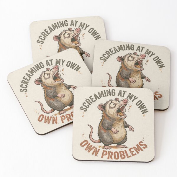 Item preview, Funny Screaming Opossum At My Own Problems Retro designed and sold by  Bold Border Studio..