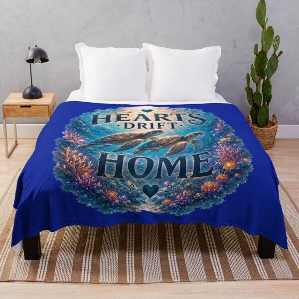 Item preview, Hearts Drift Home, Romantic Sea Turtle Ocean Aesthetic Design designed and sold by JagrDesigns.