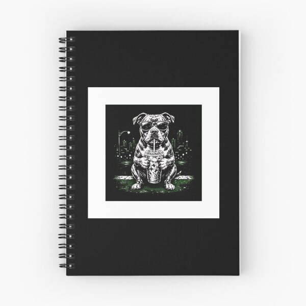 Item preview, Cool Pitbull Dog Sipping Drink City Night Art designed and sold by SoyLamderma.