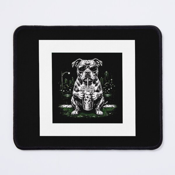 Item preview, Cool Pitbull Dog Sipping Drink City Night Art designed and sold by SoyLamderma.