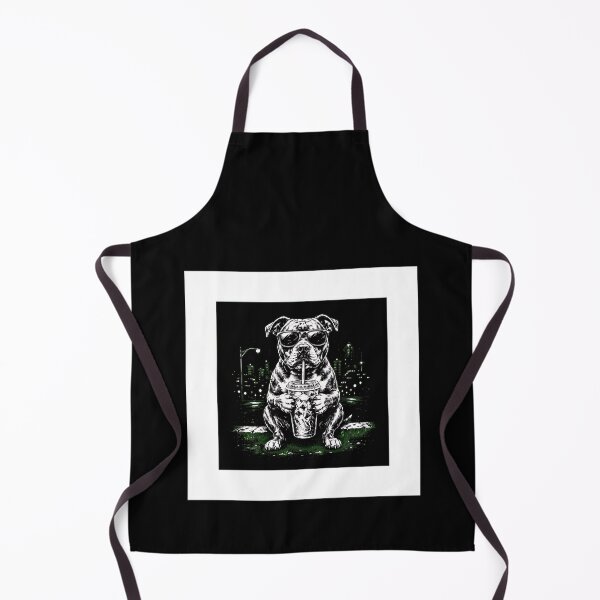Item preview, Cool Pitbull Dog Sipping Drink City Night Art designed and sold by SoyLamderma.