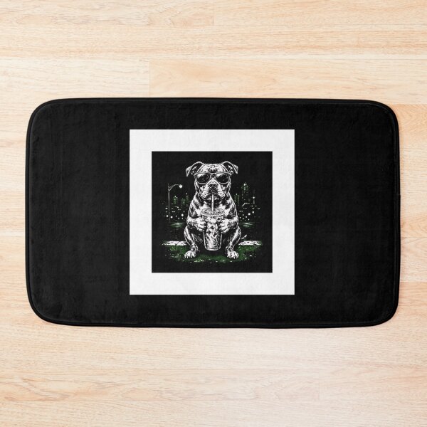 Item preview, Cool Pitbull Dog Sipping Drink City Night Art designed and sold by SoyLamderma.