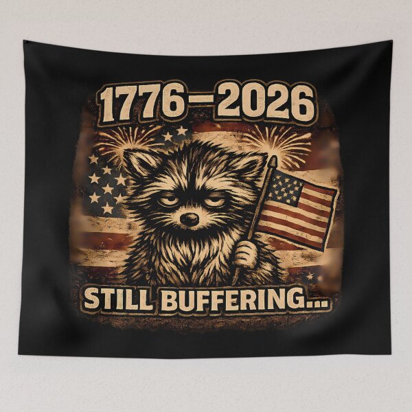 Item preview, Still Buffering 1776-2026 Raccoon Shirt, Funny 4th of July 250th Anniversary Tee designed and sold by clockedoutwearshop.
