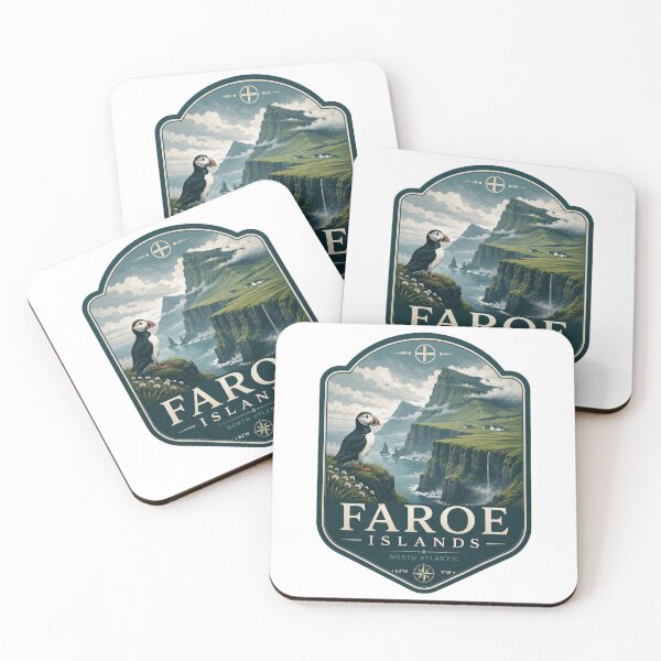 Item preview, Faroe Islands Misty Sea Cliffs Puffin Nordic Travel Badge designed and sold by ArtsyExplorer.