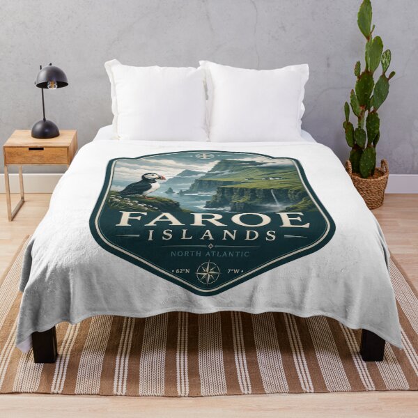 Item preview, Faroe Islands Misty Sea Cliffs Puffin Nordic Travel Badge designed and sold by ArtsyExplorer.