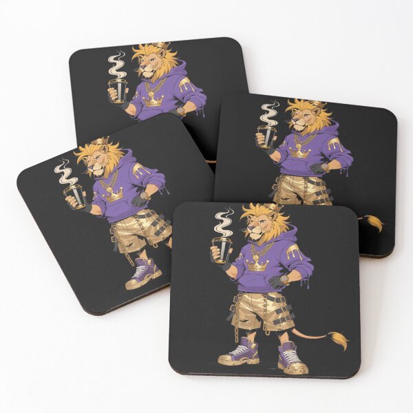 Item preview, Cool King Lion Purple Hoodie Crown Drinking Coffee Streetwear designed and sold by zegistor ☑️⭐⭐⭐⭐⭐.