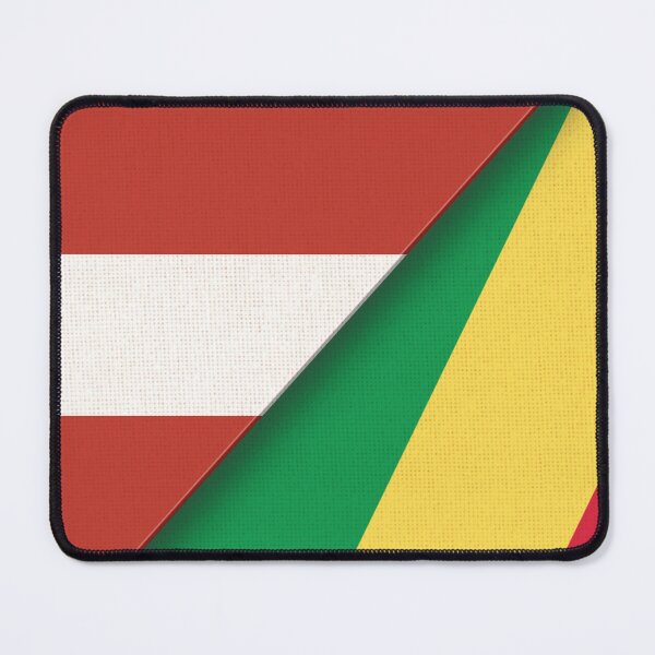 Item preview, Flags of Austria and Congo-Brazzaville. Austrian and Congolese flags. 3D illustration. Double flag on textured background. Two Flags Together designed and sold by Decoriolus.