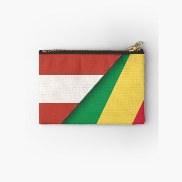Item preview, Flags of Austria and Congo-Brazzaville. Austrian and Congolese flags. 3D illustration. Double flag on textured background. Two Flags Together designed and sold by Decoriolus.