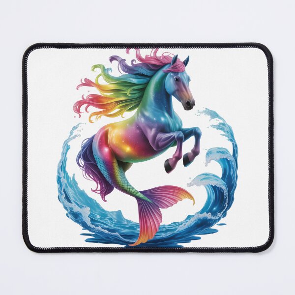 Item preview, Cosmic Mermaid Horse Rainbow Fantasy T-Shirt Design designed and sold by RBToper.