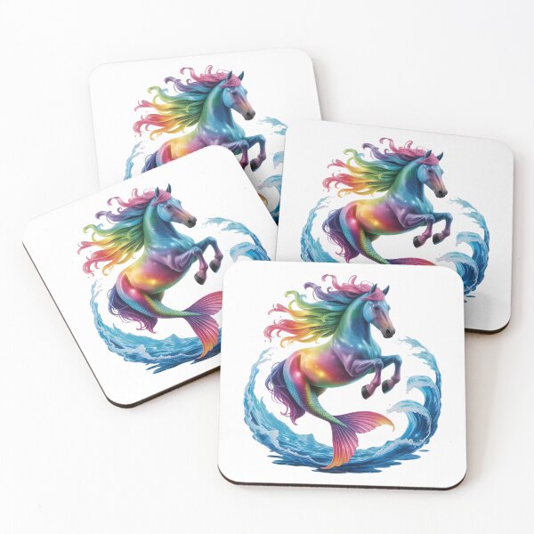 Item preview, Cosmic Mermaid Horse Rainbow Fantasy T-Shirt Design designed and sold by RBToper.
