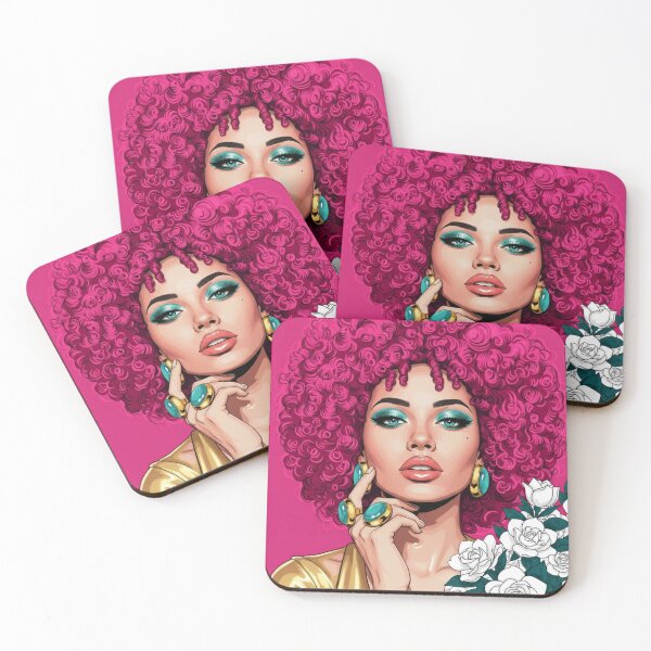 Item preview, Electric Pink Afro Queen Portrait designed and sold by goldcov.