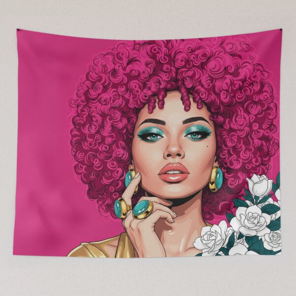 Item preview, Electric Pink Afro Queen Portrait designed and sold by goldcov.