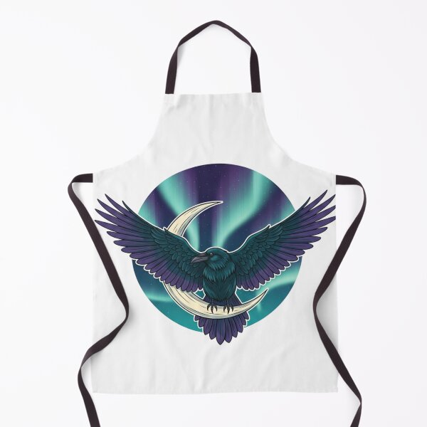 Item preview, Mystic Raven Crescent Moon & Aurora Borealis designed and sold by Denim Art Studio.