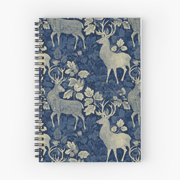 Item preview, Stags Among Oak Leaves – Vintage Botanical Deer Art in Navy and Cream designed and sold by BestVarieties.