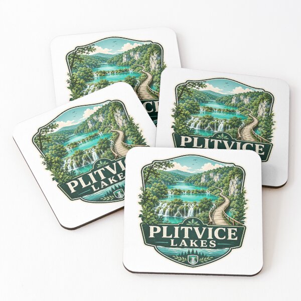 Item preview, Plitvice Lakes Turquoise Waterfalls Vintage Travel Poster designed and sold by ArtsyExplorer.