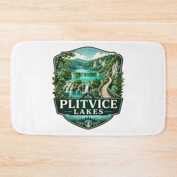 Item preview, Plitvice Lakes Turquoise Waterfalls Vintage Travel Poster designed and sold by ArtsyExplorer.