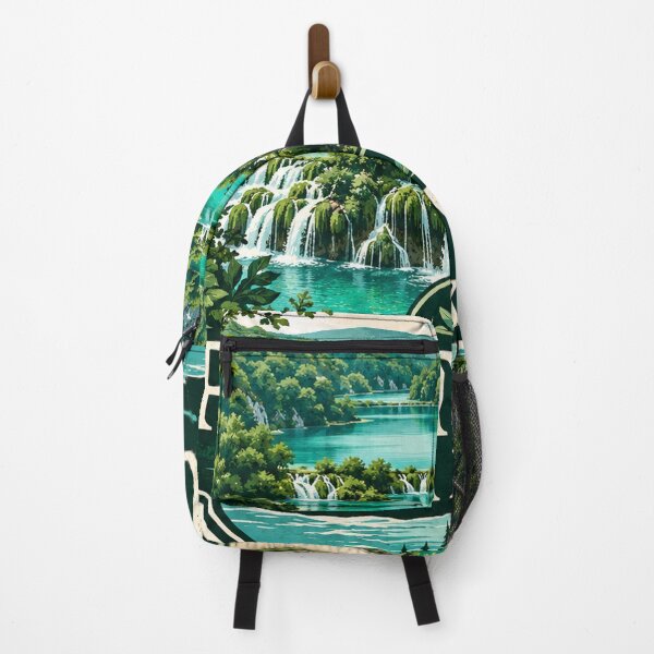 Item preview, Plitvice Lakes Turquoise Waterfalls Vintage Travel Poster designed and sold by ArtsyExplorer.