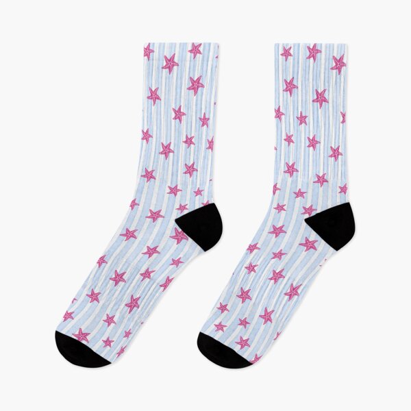 Item preview, Pink starfish watercolor stripe beach pattern designed and sold by Design by Ishika.