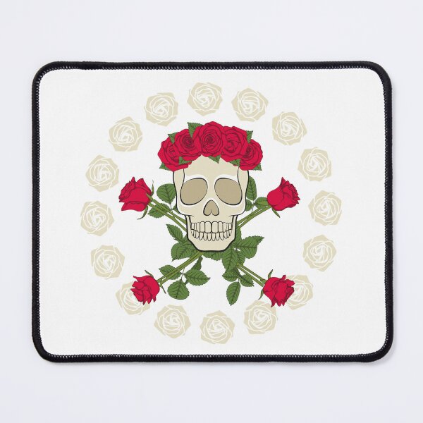 Item preview, Skull in wreath, decorated with red roses designed and sold by RizikCat.