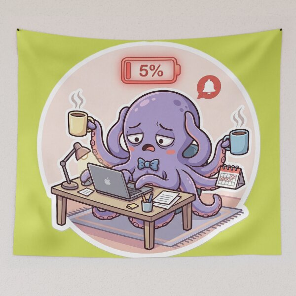 Item preview, Overwhelmed Octopus Funny Multitasking Office Struggle designed and sold by SoftAuraStudi0.