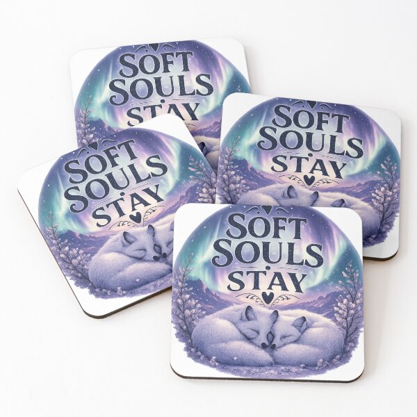 Item preview, Soft Souls Stay, Cozy Arctic Fox Love Aesthetic Design designed and sold by JagrDesigns.
