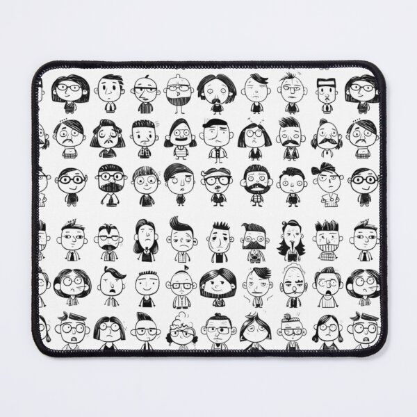 Item preview, Doodle Cartoon Faces Pattern - Cute Funny Quirky Characters designed and sold by gokhanuzen.