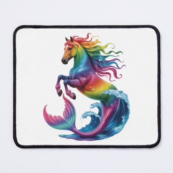 Item preview, Cosmic Mermaid Horse Rainbow Fantasy T-Shirt Design designed and sold by RBToper.