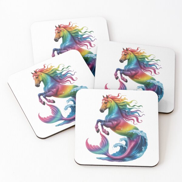 Item preview, Cosmic Mermaid Horse Rainbow Fantasy T-Shirt Design designed and sold by RBToper.