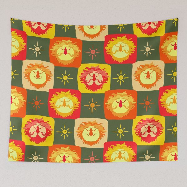 Item preview, Vintage sun with a beard, seamless pattern designed and sold by natinart.