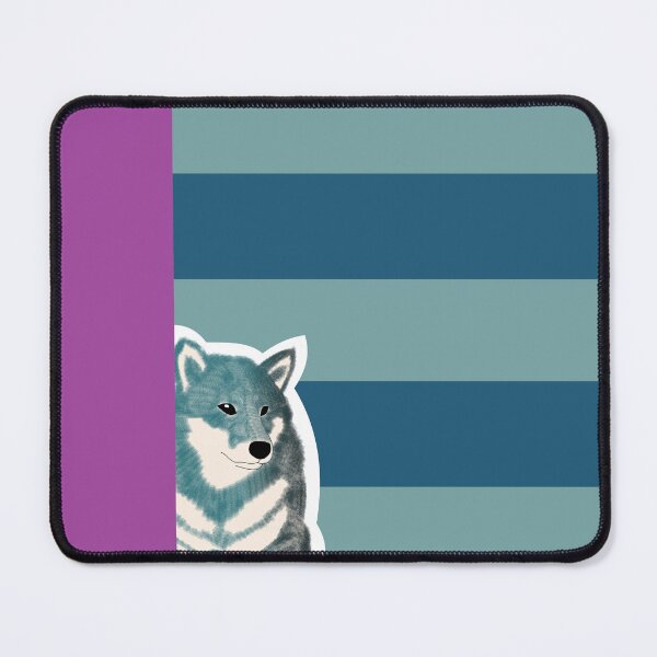 Item preview, 80's vibes colors (blue, purple) with blue Shiba Inu designed and sold by ShibaCruise-On.