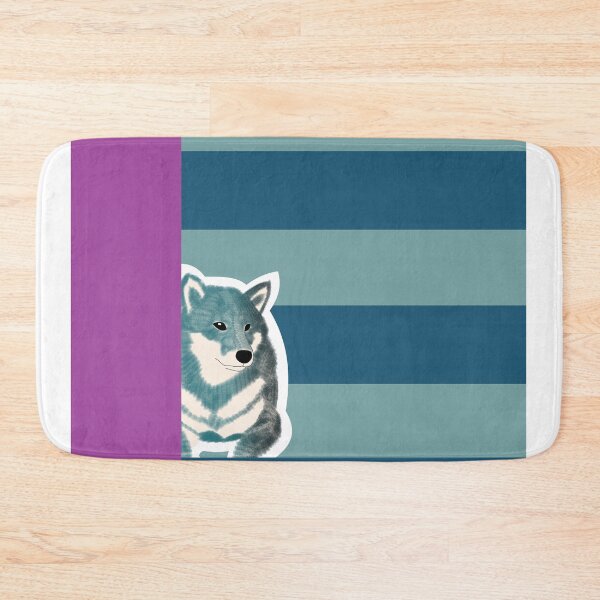 Item preview, 80's vibes colors (blue, purple) with blue Shiba Inu designed and sold by ShibaCruise-On.