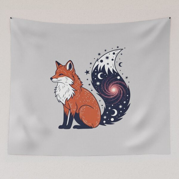 Item preview, Celestial Galaxy Tail Fox Illustration designed and sold by TheDenimArt.