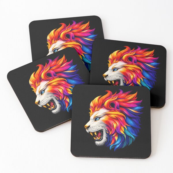 Item preview, Neon Roaring Lion - Vibrant Pop Art King of the Jungle designed and sold by Royal Beast Art.