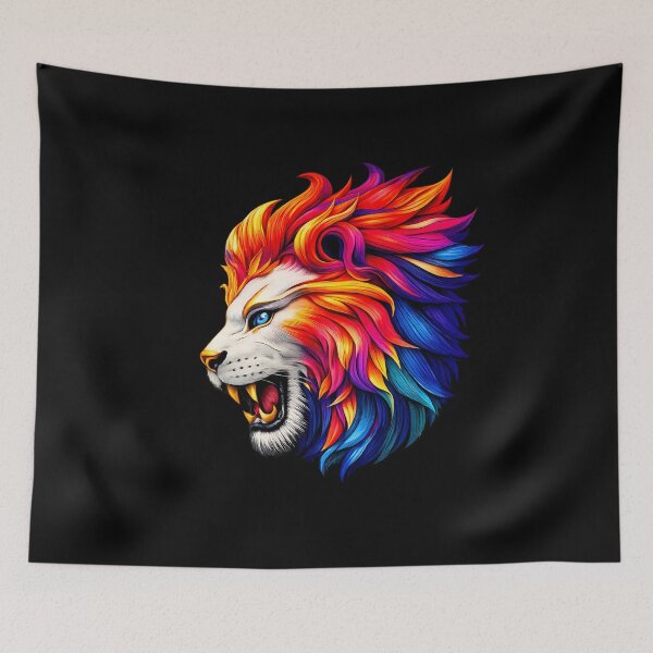 Item preview, Neon Roaring Lion - Vibrant Pop Art King of the Jungle designed and sold by Royal Beast Art.